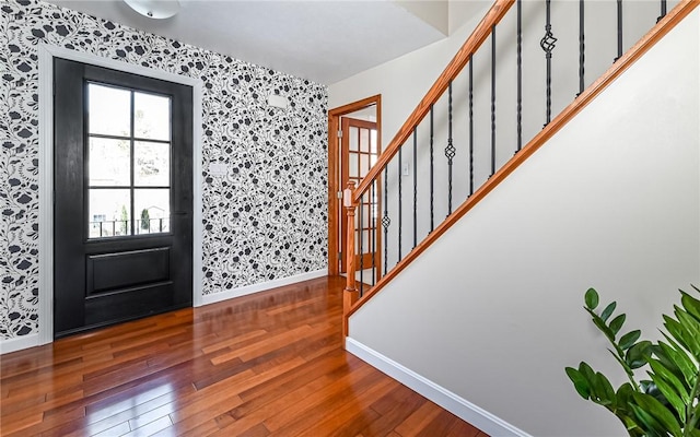 foyer featuring dark wood-type flooring