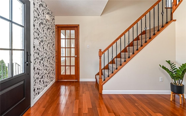 foyer with hardwood / wood-style flooring