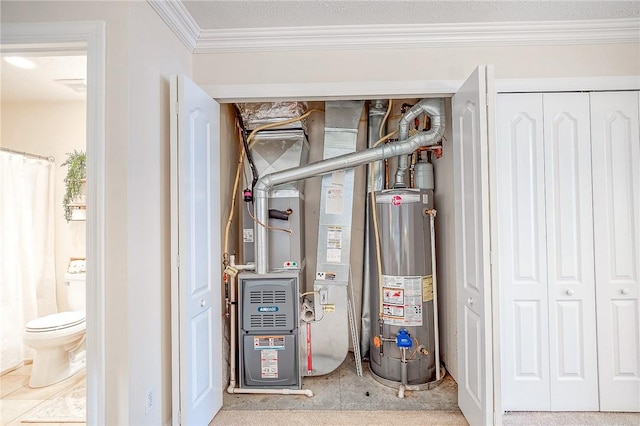 utility room with water heater and heating unit