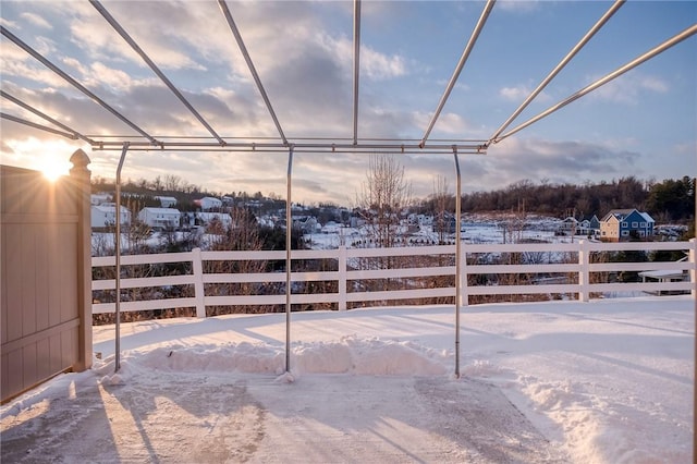 view of snow covered patio