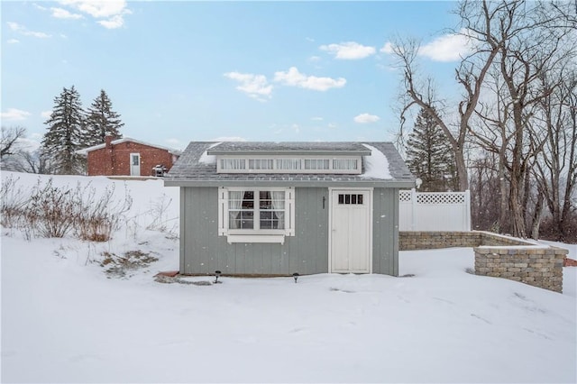 view of snow covered structure