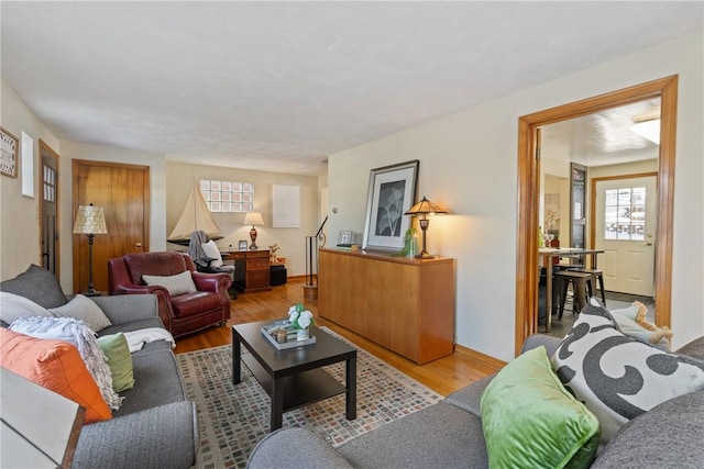 living room with light wood-type flooring