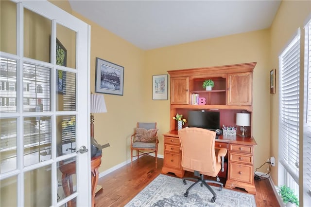 office space featuring hardwood / wood-style flooring