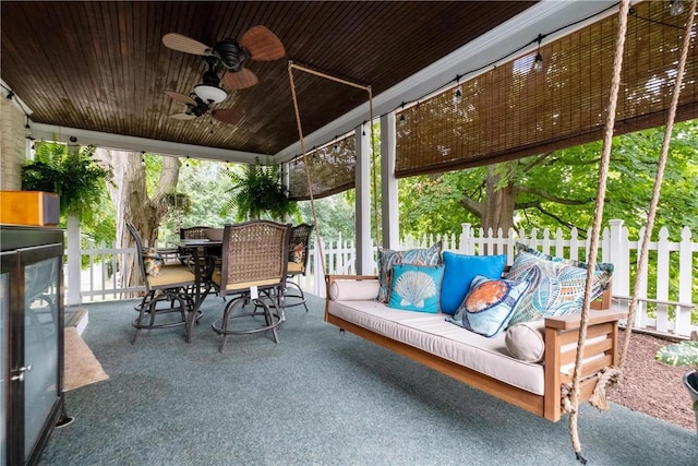 view of patio / terrace with ceiling fan and an outdoor hangout area