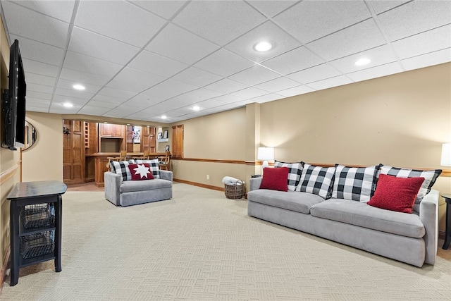 living room with light colored carpet