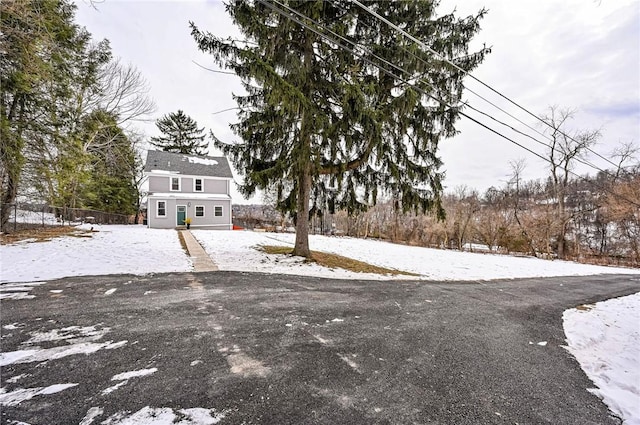 view of yard covered in snow