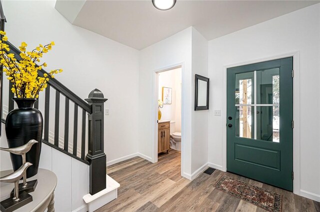 entryway featuring hardwood / wood-style flooring