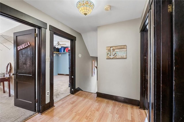 hallway featuring light wood-type flooring