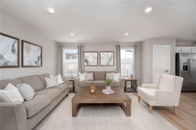 living room with light wood-type flooring