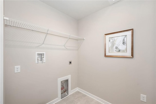 laundry room featuring hookup for a washing machine, electric dryer hookup, and light tile patterned floors