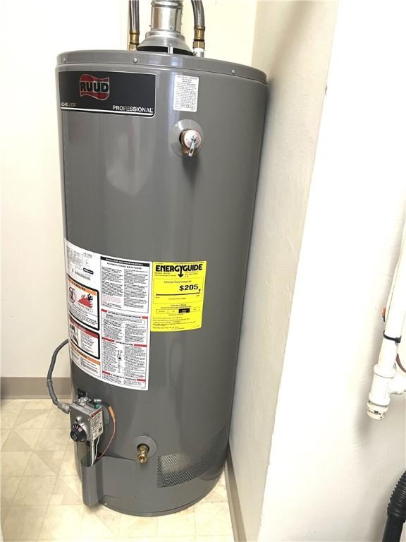 utility room with water heater