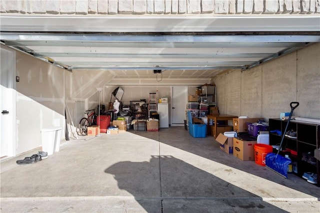 garage with refrigerator