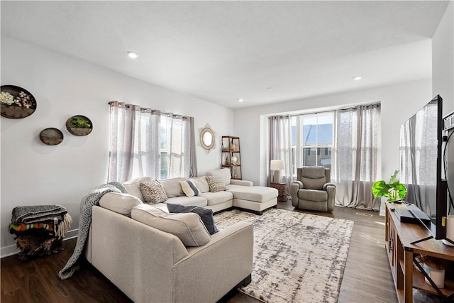 living room with hardwood / wood-style floors