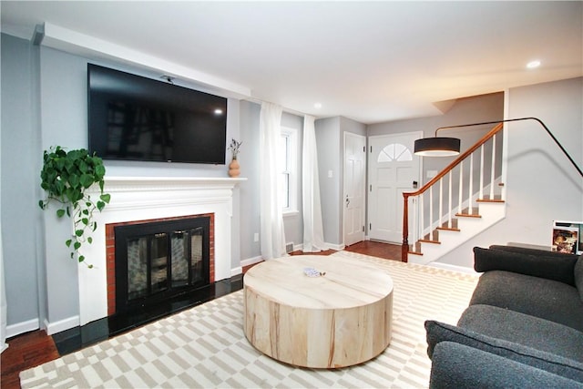 living room with hardwood / wood-style floors