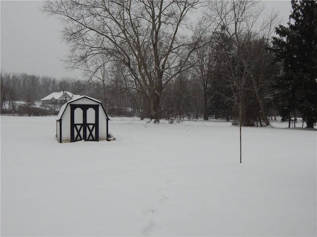 view of yard layered in snow