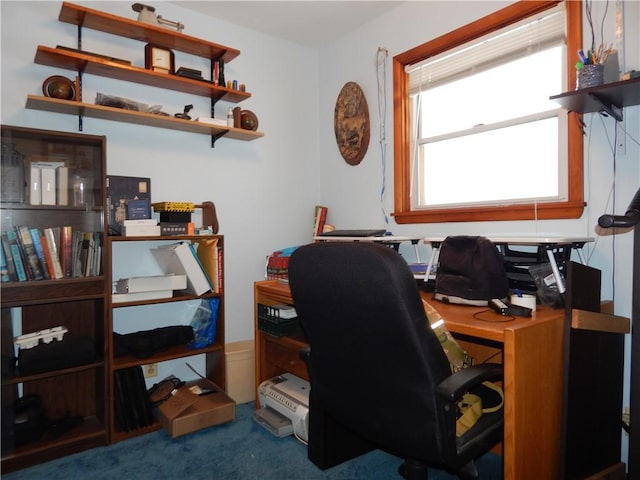 view of carpeted office space