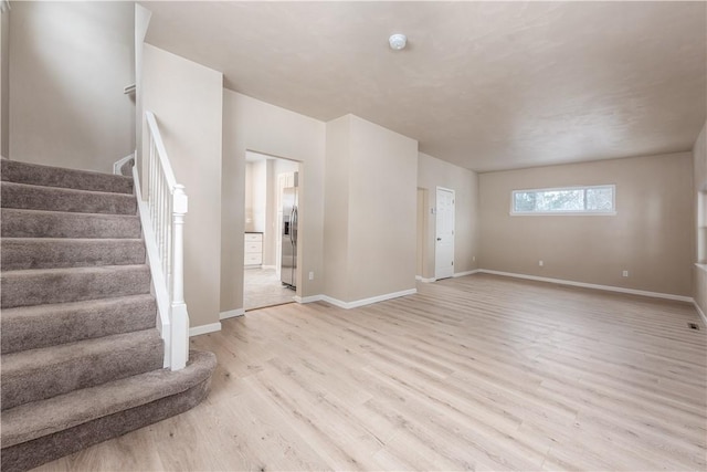 unfurnished living room featuring light hardwood / wood-style flooring