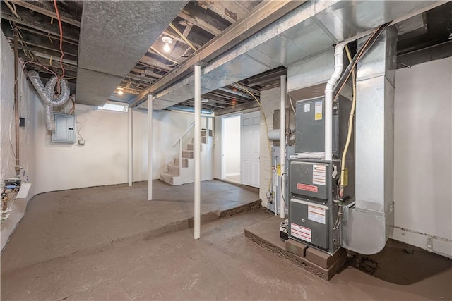 basement featuring electric panel