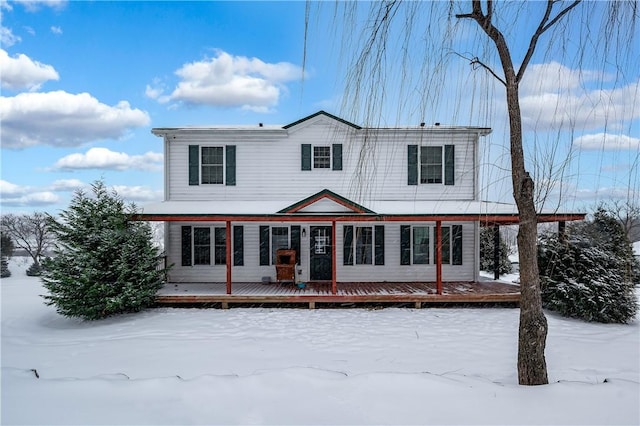 view of front of home with a wooden deck