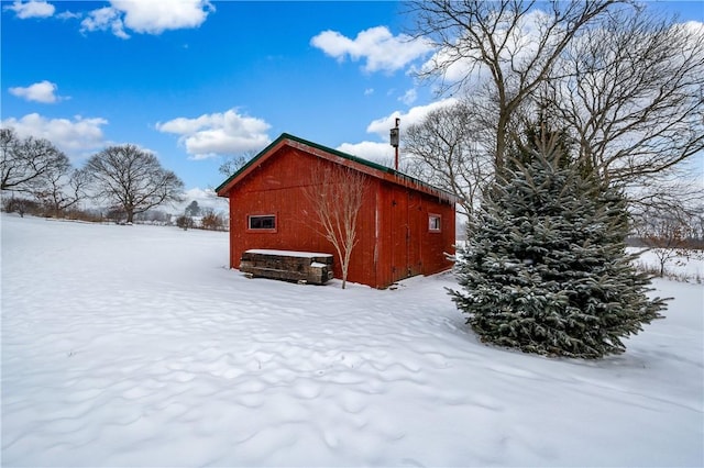 view of snow covered exterior