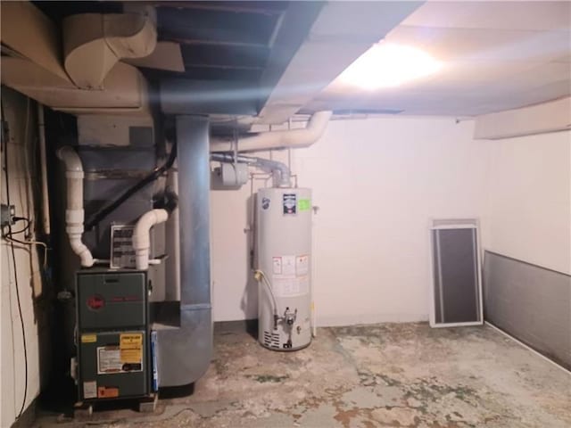 utility room with water heater