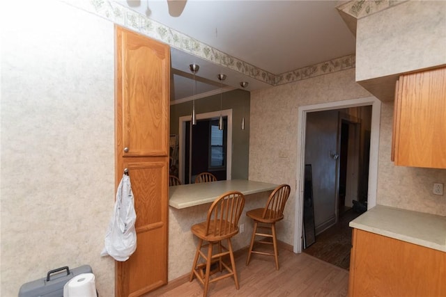 kitchen featuring light wood-type flooring