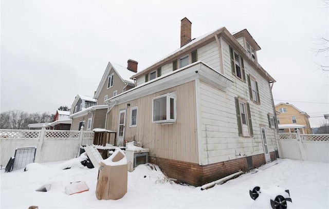 view of snow covered exterior