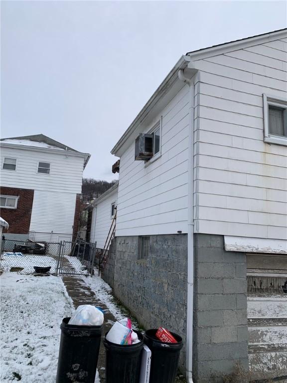 view of snow covered exterior