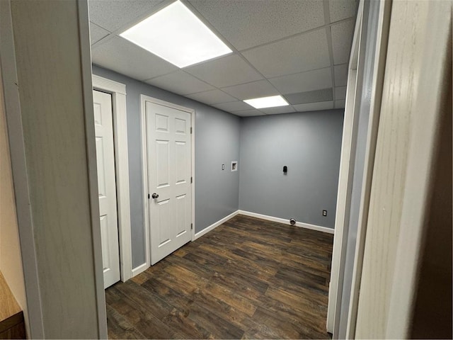 laundry room featuring washer hookup, dark hardwood / wood-style floors, and hookup for an electric dryer