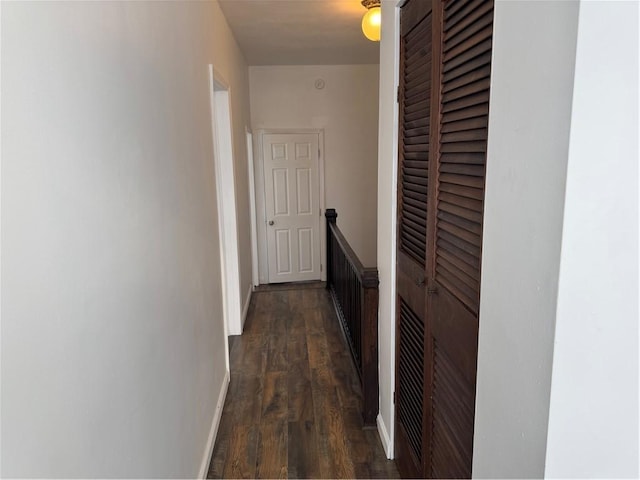 corridor with dark hardwood / wood-style flooring