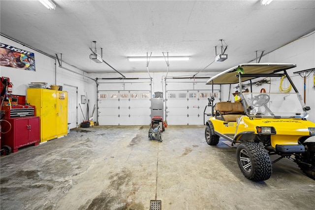 garage with a garage door opener