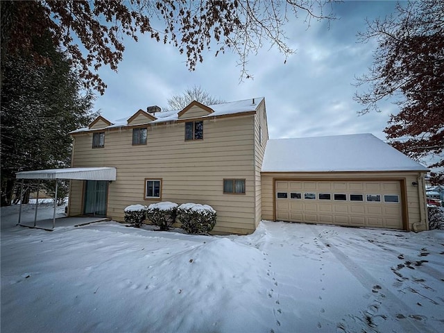 exterior space featuring a garage