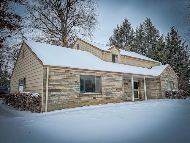 view of snow covered exterior