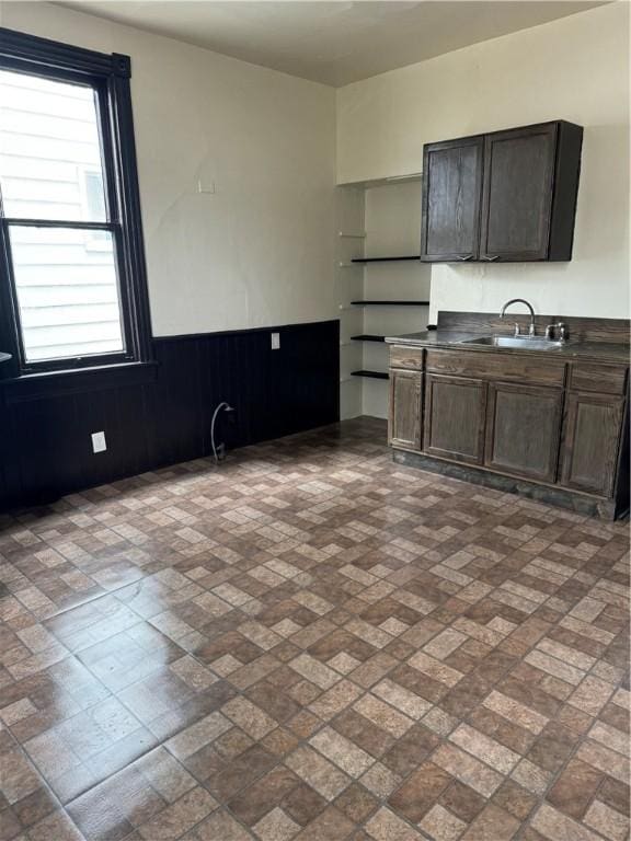 kitchen featuring dark brown cabinetry and sink