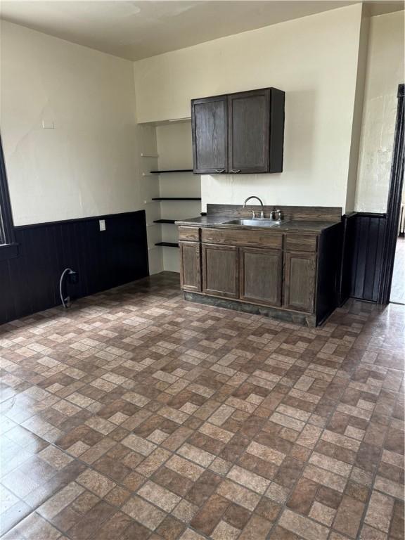 kitchen with sink and dark brown cabinets