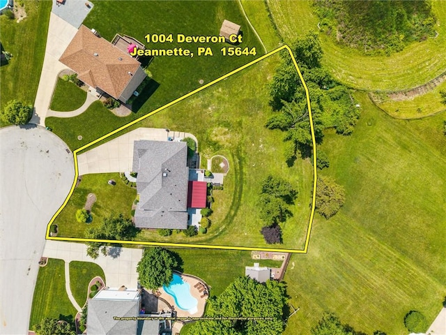 1004 Deveron Ct, Jeannette, PA 15644 - aerial overview of property's location featuring property parcel outlined