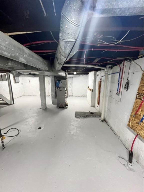 unfinished below grade area with heating unit