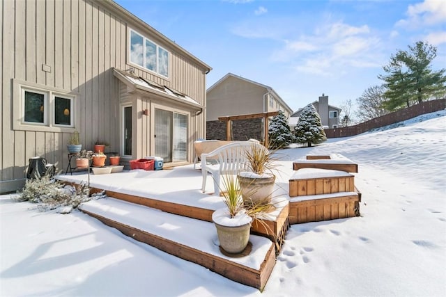 view of snow covered property