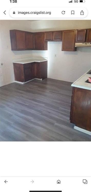 kitchen featuring dark wood-type flooring