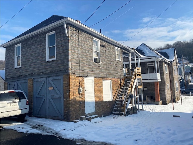 view of snow covered exterior