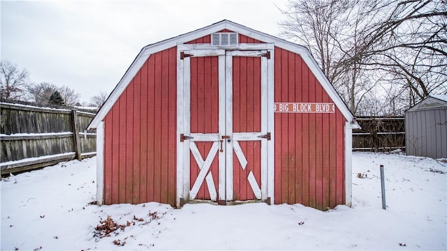 view of snow covered structure