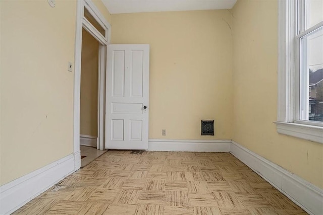 interior space with light parquet flooring