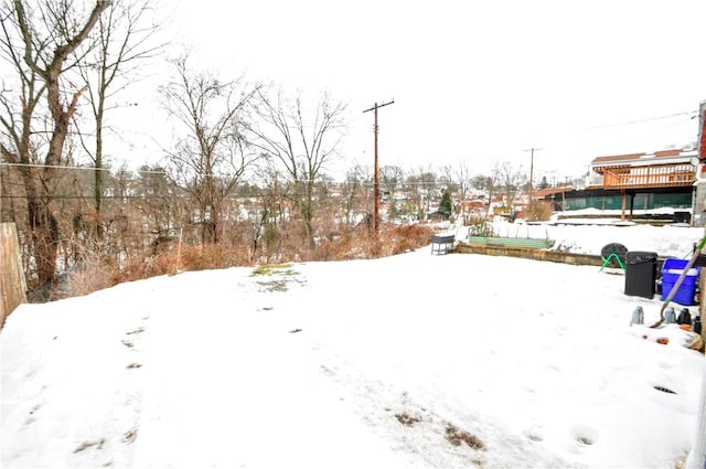 view of yard covered in snow