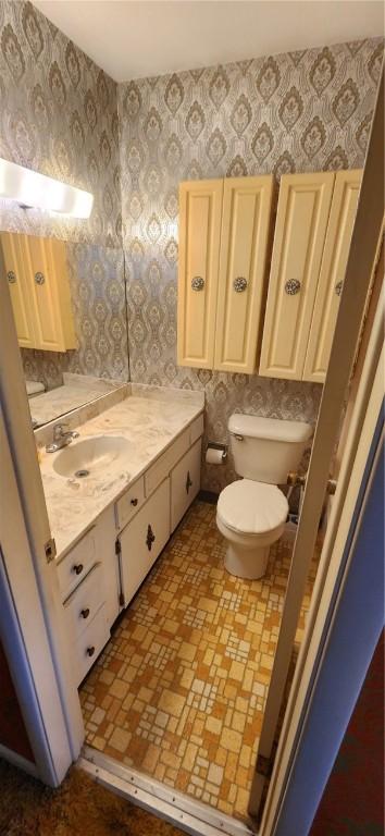 bathroom with toilet and vanity