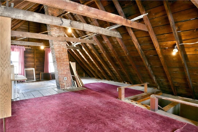 view of unfinished attic