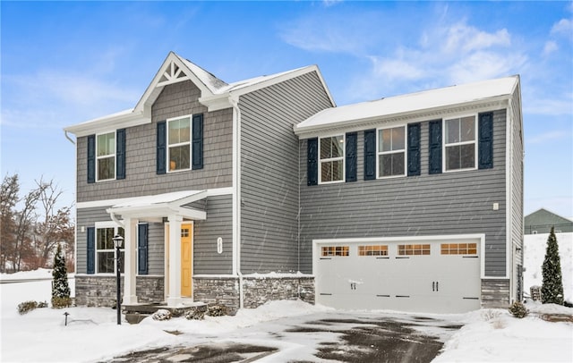 craftsman inspired home with a garage