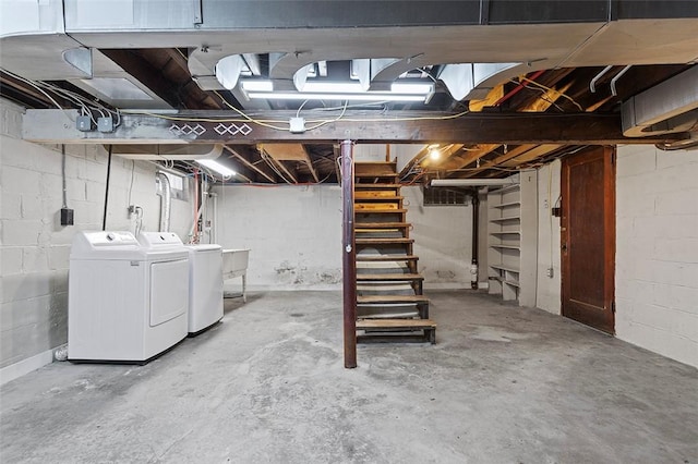 basement featuring washer and clothes dryer