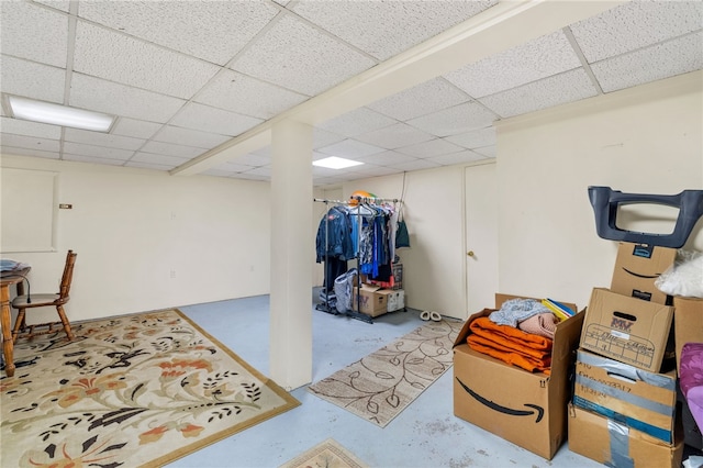 basement with a drop ceiling