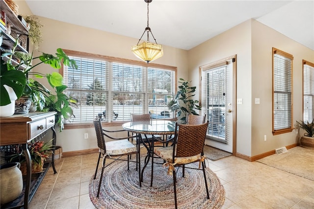 view of tiled dining room