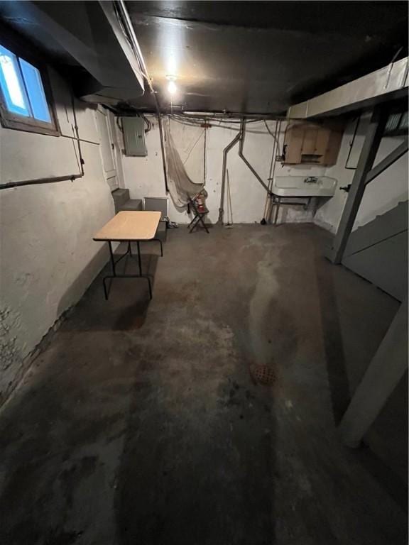 basement with electric panel